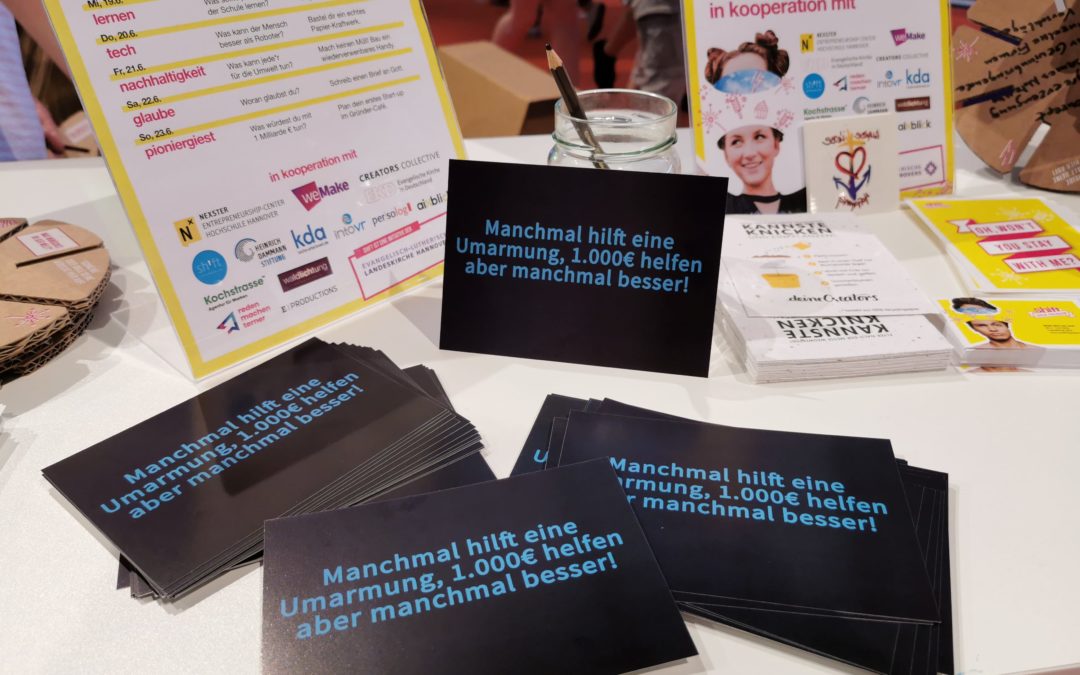 Die Jugendcrew am Stand der”sh|ft-Ideen.Freiraum” Initiative auf der Ideenexpo 2019